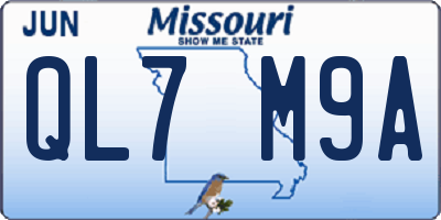 MO license plate QL7M9A
