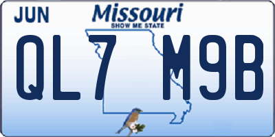 MO license plate QL7M9B