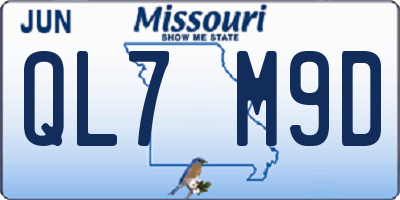 MO license plate QL7M9D
