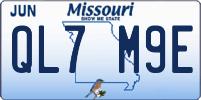 MO license plate QL7M9E