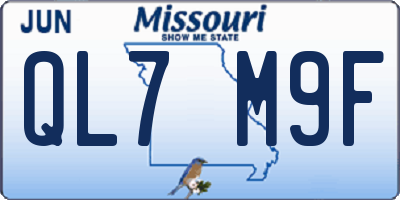 MO license plate QL7M9F