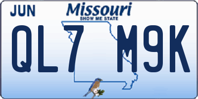 MO license plate QL7M9K