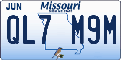 MO license plate QL7M9M