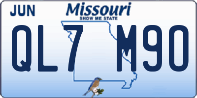 MO license plate QL7M9O