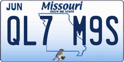 MO license plate QL7M9S