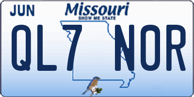 MO license plate QL7N0R
