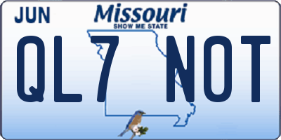 MO license plate QL7N0T