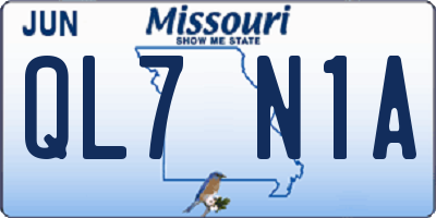MO license plate QL7N1A