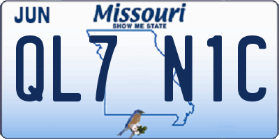 MO license plate QL7N1C