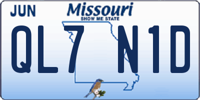 MO license plate QL7N1D