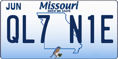MO license plate QL7N1E