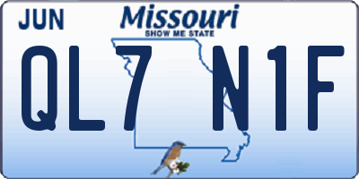 MO license plate QL7N1F