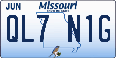 MO license plate QL7N1G