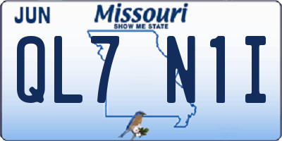 MO license plate QL7N1I