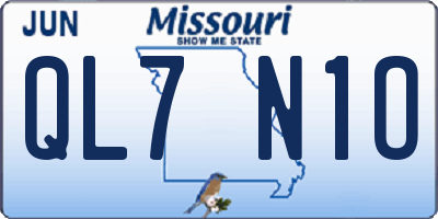 MO license plate QL7N1O