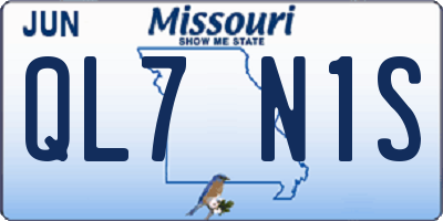 MO license plate QL7N1S
