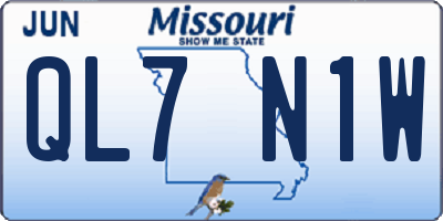MO license plate QL7N1W
