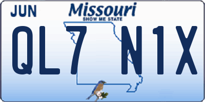 MO license plate QL7N1X