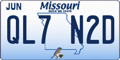 MO license plate QL7N2D