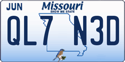 MO license plate QL7N3D