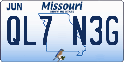 MO license plate QL7N3G