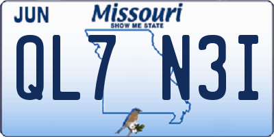 MO license plate QL7N3I