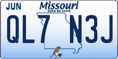 MO license plate QL7N3J