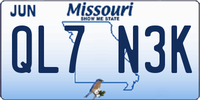 MO license plate QL7N3K