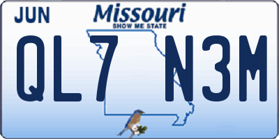 MO license plate QL7N3M