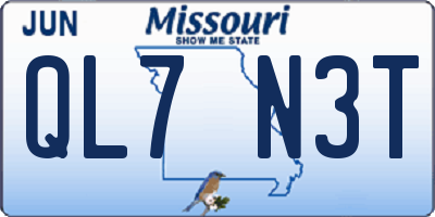 MO license plate QL7N3T