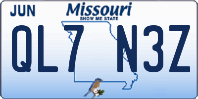 MO license plate QL7N3Z