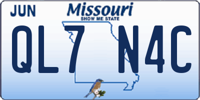 MO license plate QL7N4C