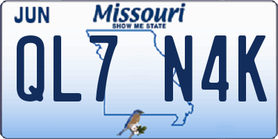 MO license plate QL7N4K