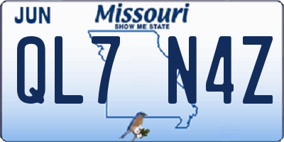 MO license plate QL7N4Z