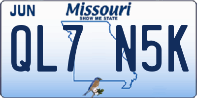 MO license plate QL7N5K