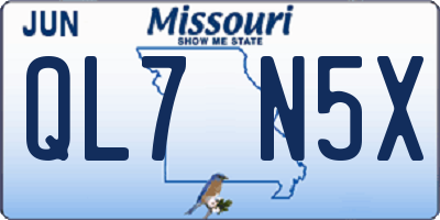 MO license plate QL7N5X