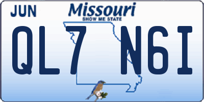 MO license plate QL7N6I