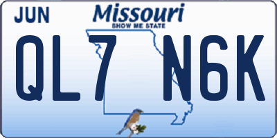 MO license plate QL7N6K