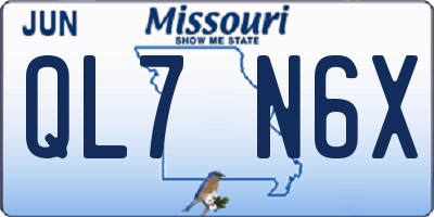 MO license plate QL7N6X