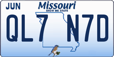 MO license plate QL7N7D
