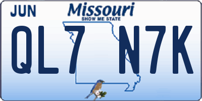 MO license plate QL7N7K