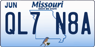 MO license plate QL7N8A