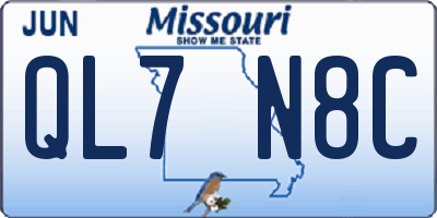 MO license plate QL7N8C