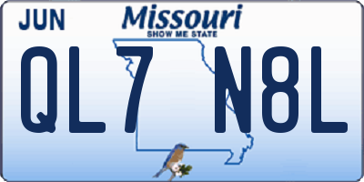 MO license plate QL7N8L