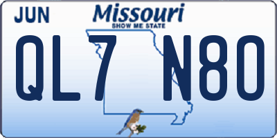 MO license plate QL7N8O