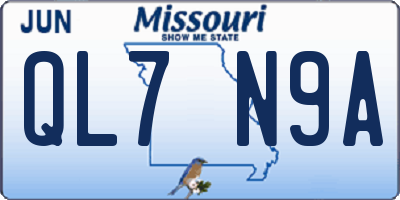 MO license plate QL7N9A