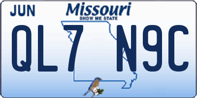 MO license plate QL7N9C
