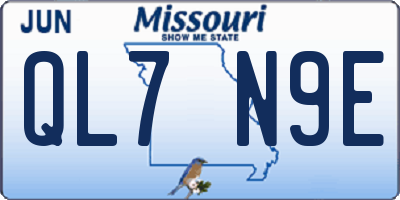MO license plate QL7N9E