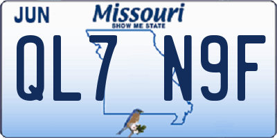 MO license plate QL7N9F