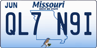 MO license plate QL7N9I